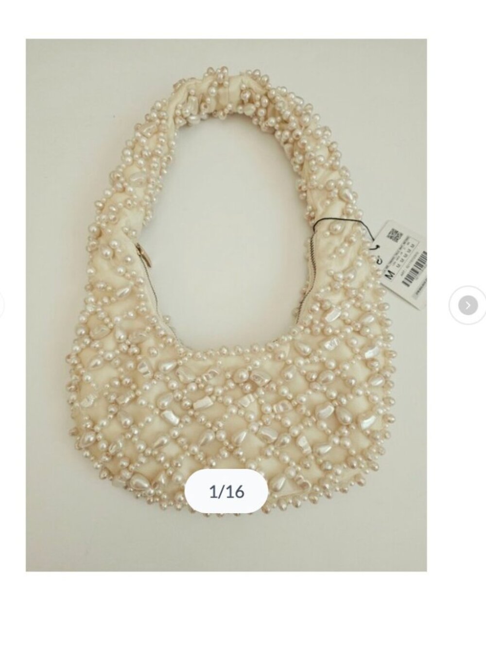 Zara Womens faux Peral Purse Handbag Ivory Ecru Beaded Blogger fave 6217/010 NWT